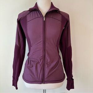 Lululemon Can’t Stop Jacket in Mini Hyper Stripe Plum Matte Glyde Rulu, size 4